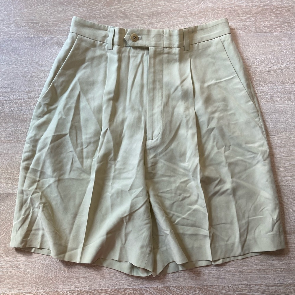 Vintage Barry Bricken Nordstrom Silk Blend Light Green Soft Shorts Pockets
